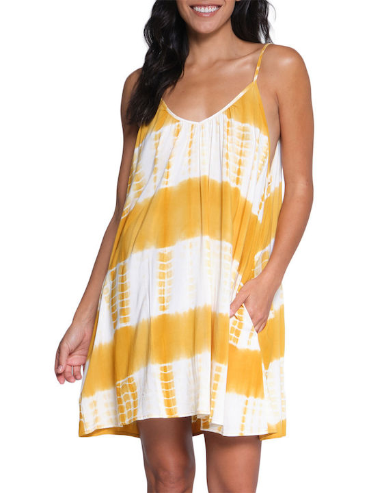 Salty Crew Desert Island Dress Summer Mini Dress Yellow