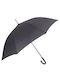 Perletti Windproof Automatic Umbrella with Walking Stick Gray