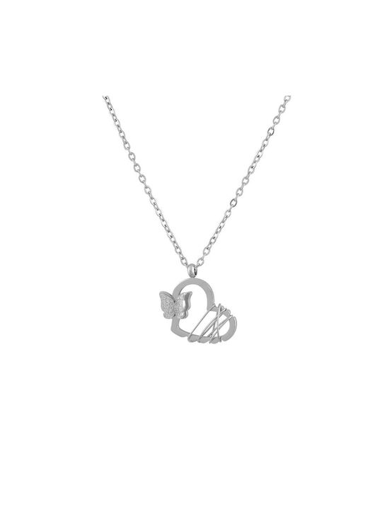 Necklace with design Heart from Gold Plated Steel