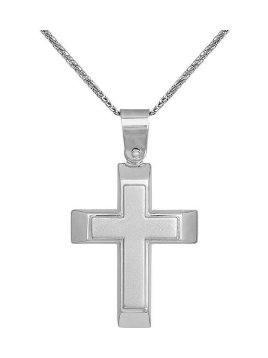 Men's White Gold Cross 9K with Chain