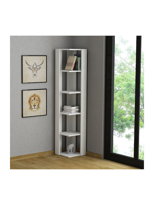 Corner Bookcase Nati White 34x34x161cm