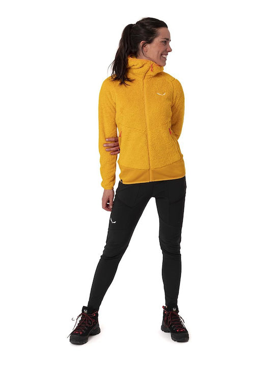 Salewa Fleece Γυναικεία Ζακέτα με Φερμουάρ σε Κίτρινο Χρώμα