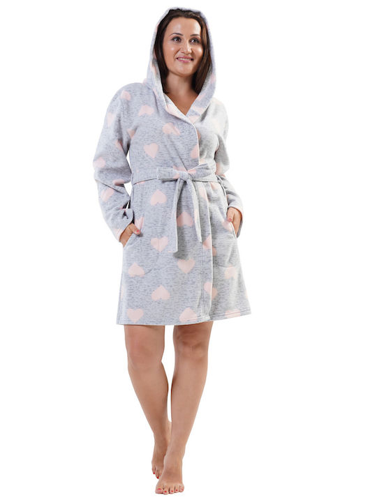 Vienetta Secret Winter Women's Fleece Robe Gray Vienetta Vienetta