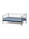 Glamour Bett Einzelbett Metall Schwarz mit Latten & Matratze 90x200cm