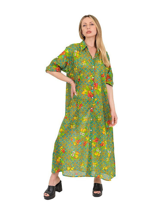 Aquablue Feminin Lung Caftan de Plajă Turcoaz