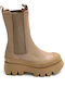 Leather Women's Boots with Rubber Tora Beige