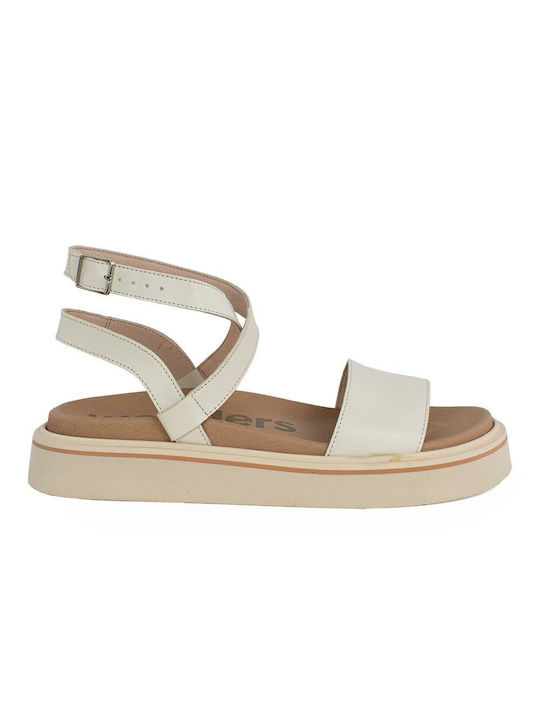 Wonders Leather Women's Sandals with Ankle Strap White