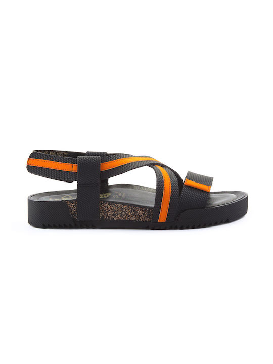 Yokono Leder Damen Flache Sandalen in Orange Farbe