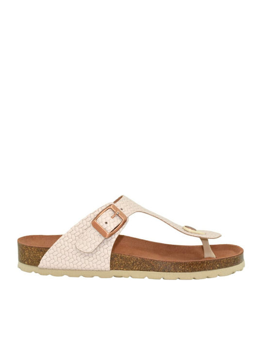 Leather Women's Flat Sandals Anatomic in Pink Color