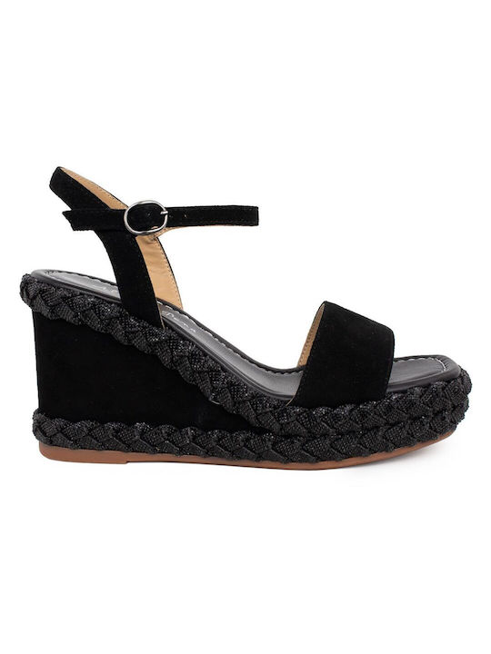 Alma en Pena Women's Suede Platform Shoes Black