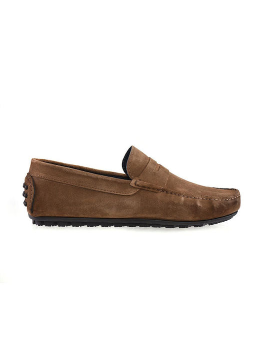 CafeNoir Men's Suede Moccasins Beige