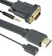Flat Cable HDMI male - VGA male 3m Μαύρο