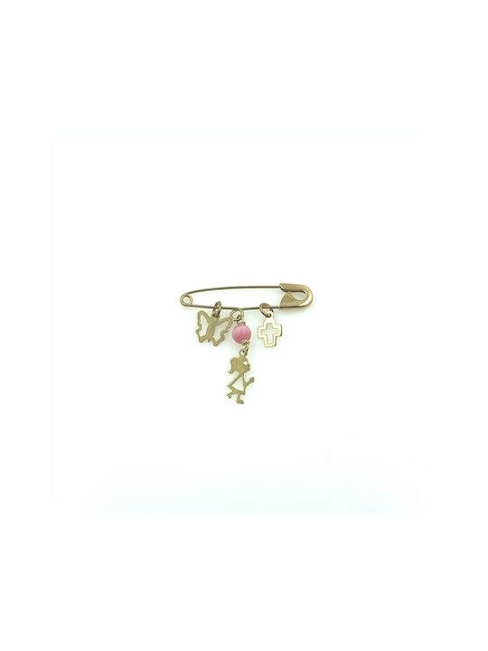 Kids Gold 9K Safety Pin Charm for Girl