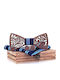 Legend Accessories Wooden Bow Tie Set with Cufflinks and Pochette Blue