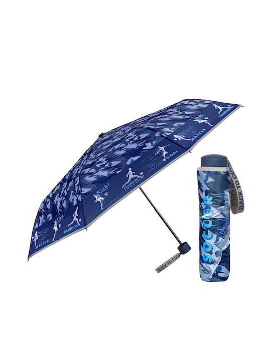 Perletti Kinder Regenschirm Gebogener Handgriff Blau