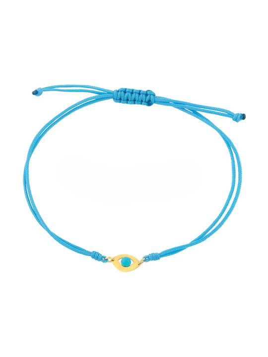 Kids Gold Macrame Bracelet 14K with Evil Eye for Boy