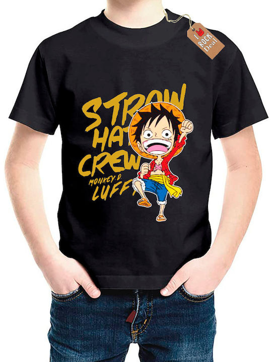 Παιδικό T-shirt Μαύρο Straw Hat Pirates One Piece