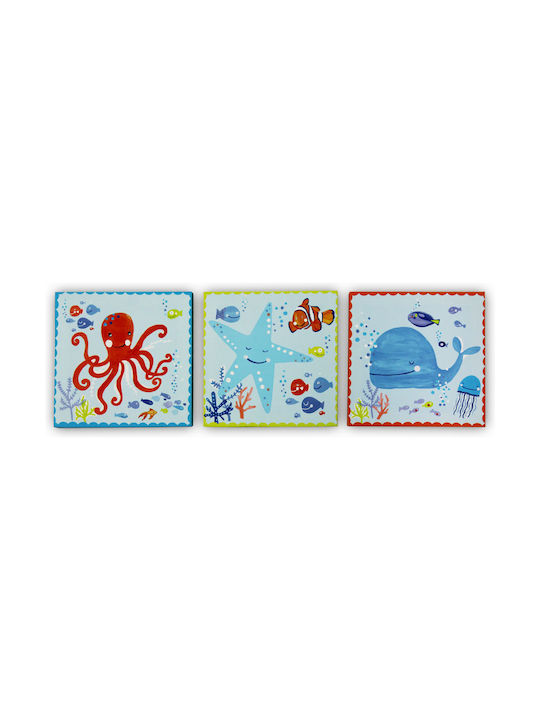 Kids Canvas Wall Painting Set 3pcs 20x20cm