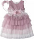 Online Puse Baptism Clothing Set with Hair Accessories & Dress made of Tulle 2pcs