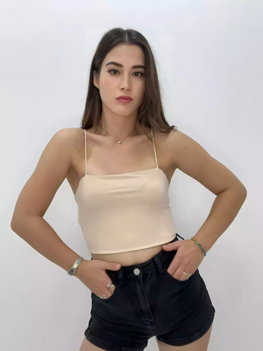 Bebe Plus Дамско Crop Top с Презрамки Розов