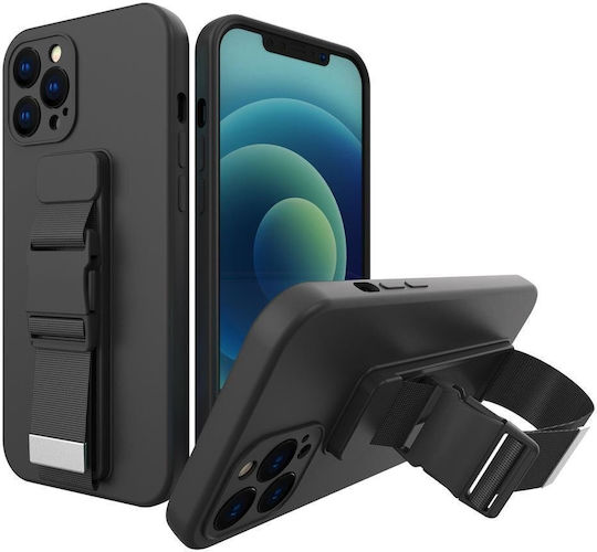 Rope Back Cover Σιλικόνης με Λουράκι Μαύρο (Poco M4 Pro 5G / Redmi Note 11s 5G)