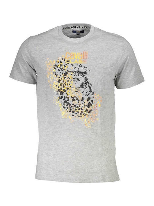 Roberto Cavalli T-shirt Bărbătesc cu Mânecă Scurtă Gri