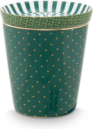 PiP Studio Κούπα από Πορσελάνη με Καπάκι Πράσινη 230ml