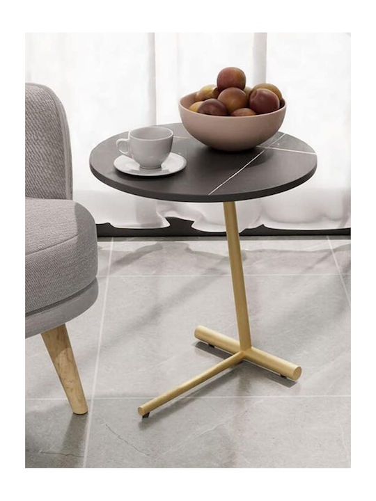 Round Metal Side Table Μαύρο με χρυσή βάση. L50xW40cm