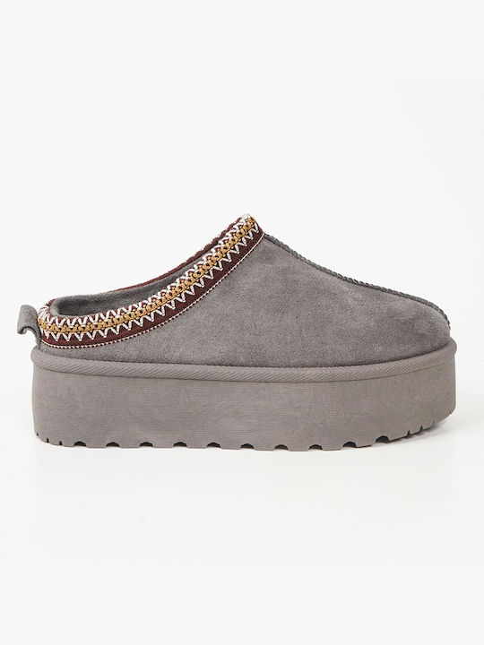 Piazza Shoes Women's Slippers with Fur Gray