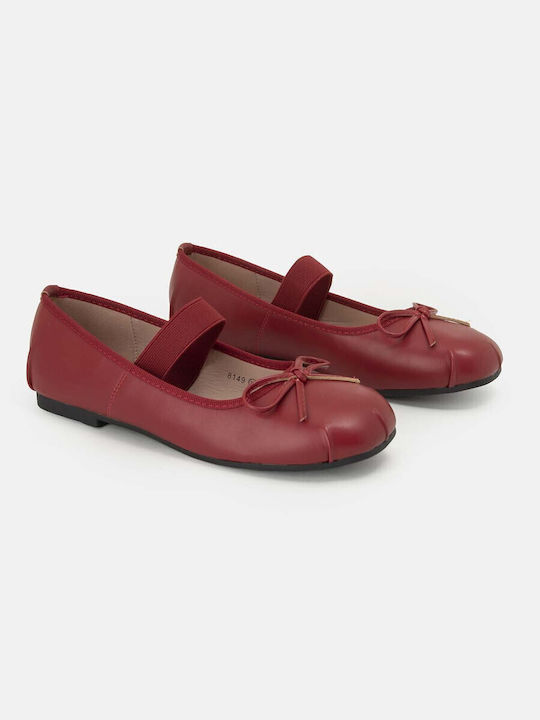 Damen Ballerinas aus Lackleder in Burgundisch Farbe