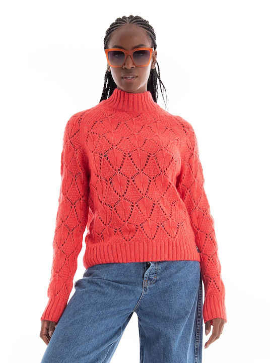 Superdry Pointelle Cable Damen Langarm Pullover Orange