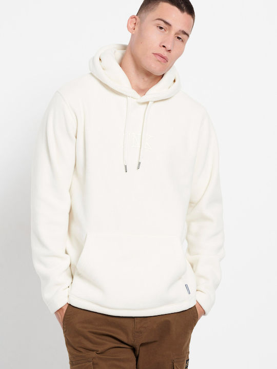 Funky Buddha Men's Sweatshirt with Hood and Pockets White