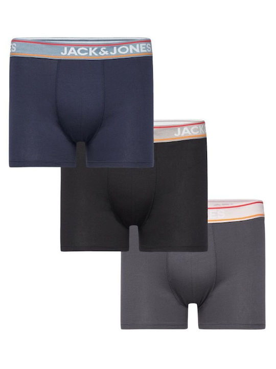 Jack & Jones Herren Boxershorts NavyBlazer/Asphalt 3Packung