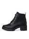 Women's Ankle Boots with Medium Heel & Fur Black