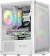 Logic Atos Gaming Mini Tower Computer Case with Window Panel and RGB Lighting White