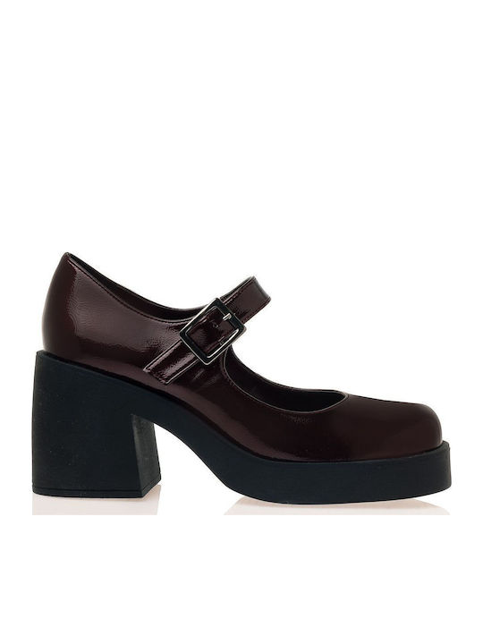 Sante Patent Leather Burgundy High Heels with S...