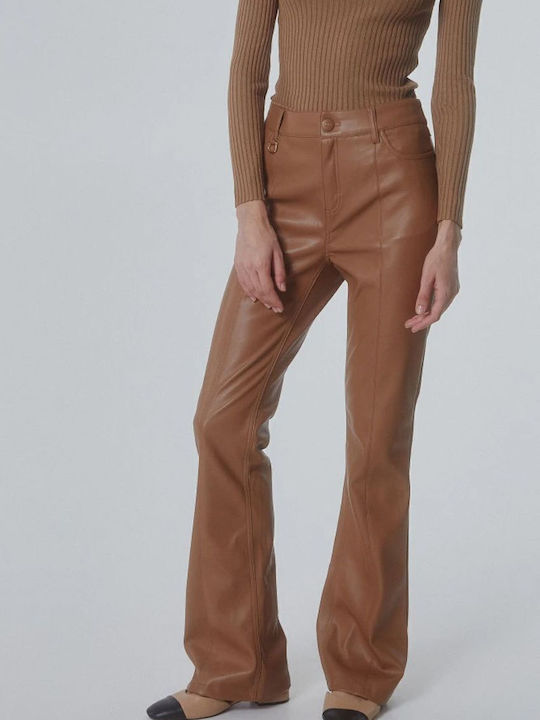 BSB Damen Stoff Hose Schlag Braun