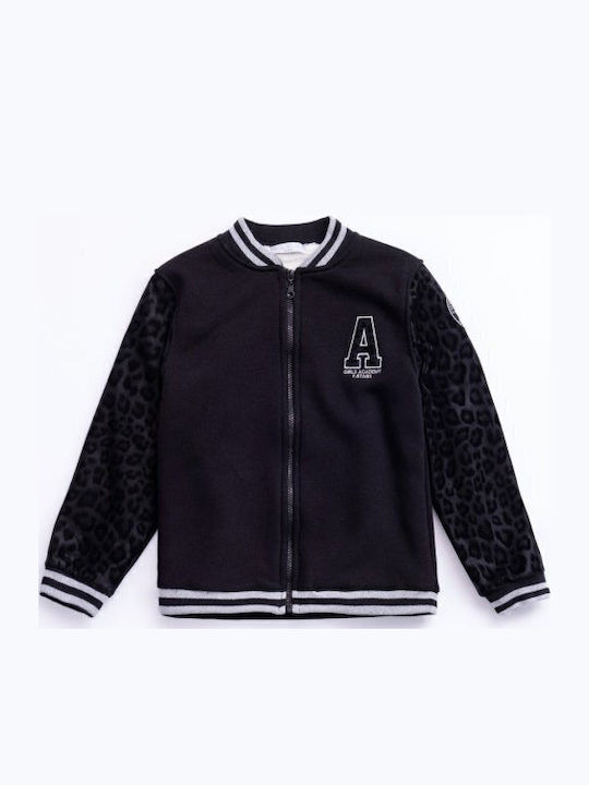 Kids Sweatshirt Cardigan Cotton with Hood Black