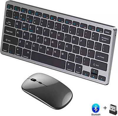 Weibo WB-8077 Kabellos Bluetooth Tastatur & Maus Set Englisch US Gray