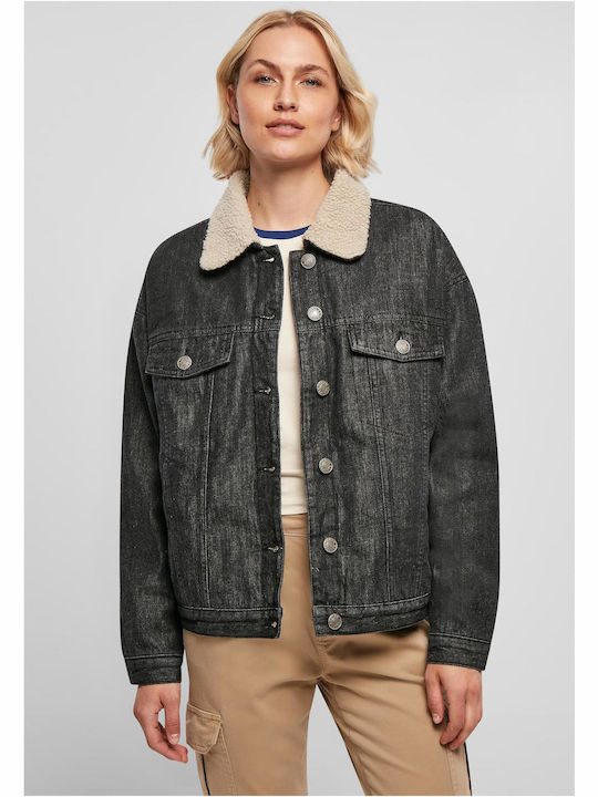 Urban Classics Kurz Damen Jeansjacke Schwarz