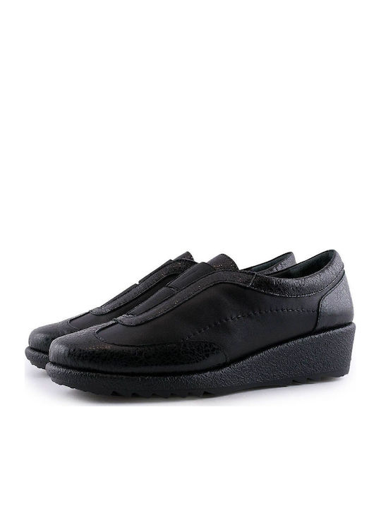 Leder Damen Loafers in Schwarz Farbe
