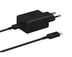 Samsung Ladegerät mit USB-C Anschluss und Kabel USB-C - USB-C 45W Stromlieferung Schwarzs (EP-TA4510XBEGEU)