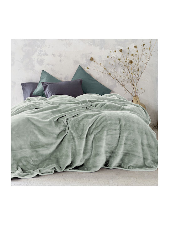 Nima Velvet Blanket Double 240x260cm Sage Green