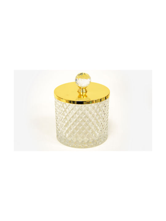 Glass Sweet Jar with Lid Gold 10.5x12.5cm