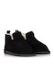 Damen Hausschuhe Anatomic Stiefeletten mit Pelz Schwarz