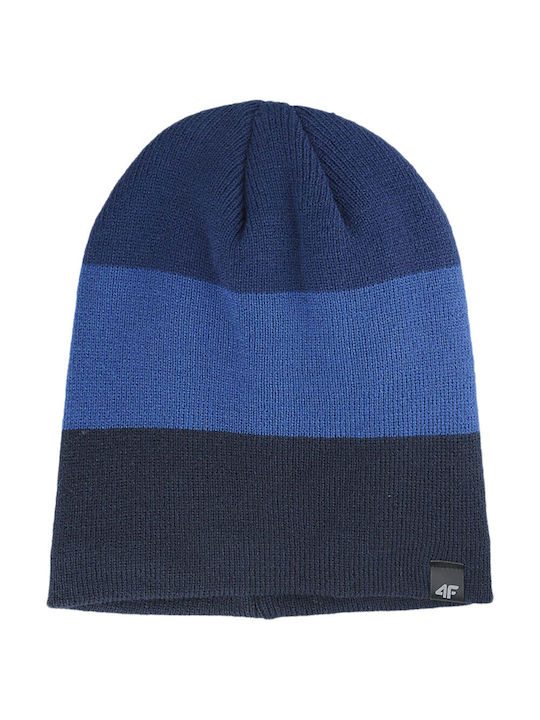 4F Beanie Unisex Σκούφος Πλεκτός σε Μπλε χρώμα