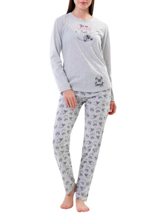 Vienetta Secret Winter Damen Pyjama-Set Gray