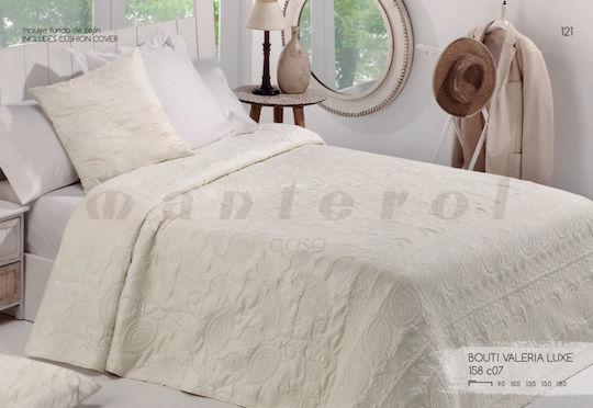Manterol Casa Valeria Luxe Σετ Κουβερλί Υπέρδιπλο από Πολυεστέρα Λευκό 235x270cm 3τμχ