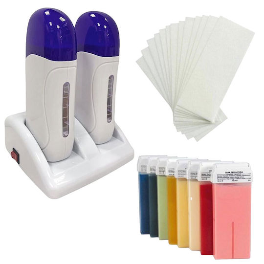 Set With Double Wax Roller 100 Ml With Base Wax Warmer Kit with Stand 100ml 150gr 80W