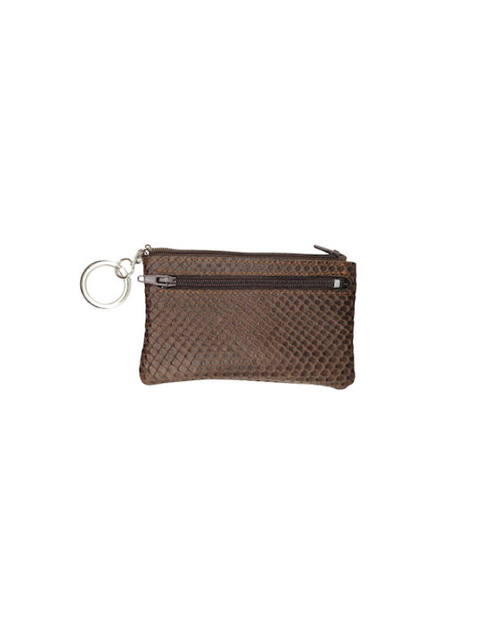 Keyring - wallet leather case for keys dark brown dark crocodile design 9237-k
